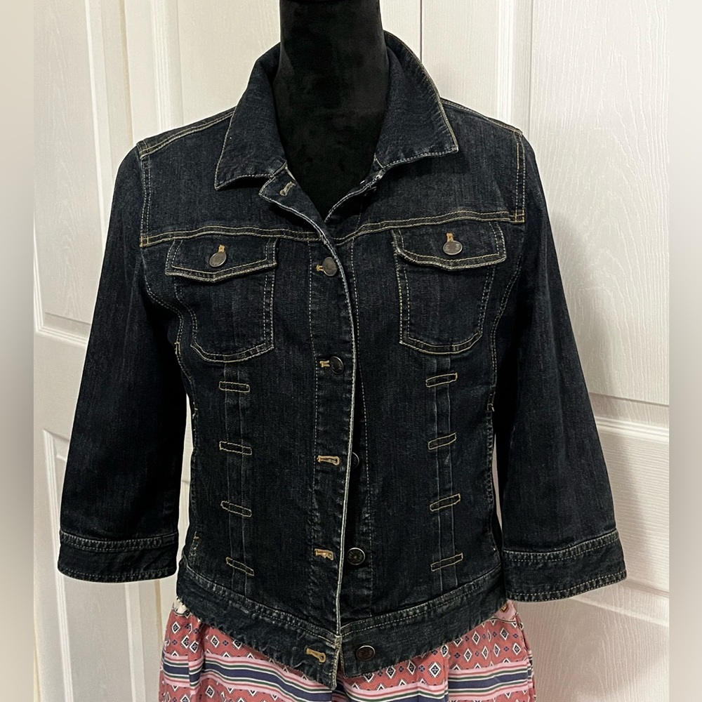 J.Jill Denim 3/4 Sleeve Cropped Jacket size Small - Picture 2 of 11